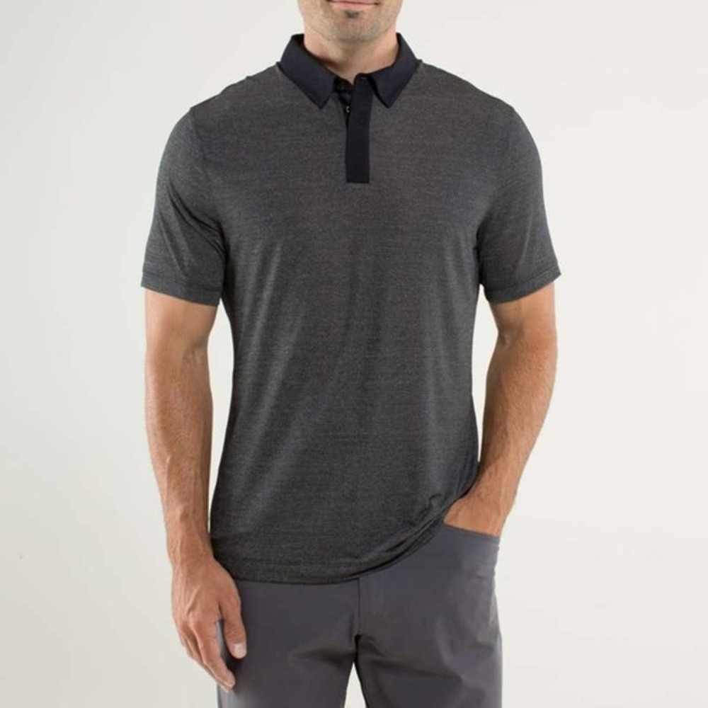 Lululemon Precision Polo Heathered Black Sz M Golf